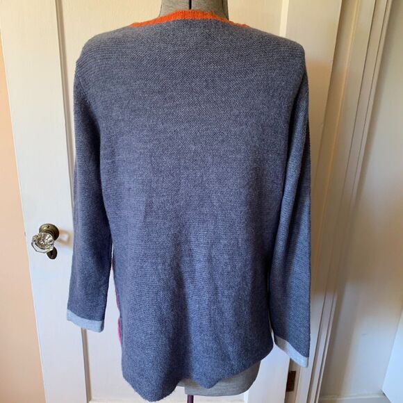 Wool & Alpaca Blend Blue Sweater Colorful Buttons Made in Italy NWT Cozy Artsy - Picture 4 of 6